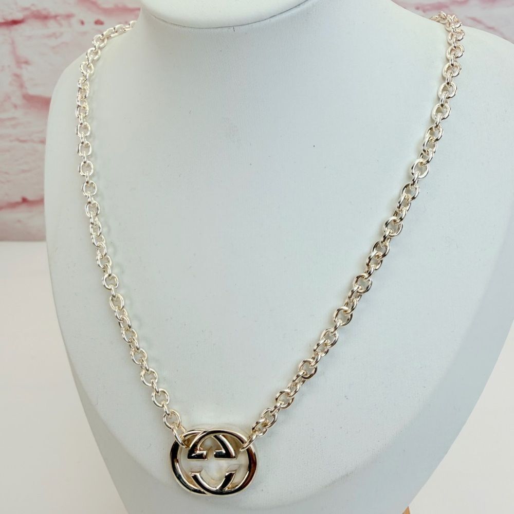 Gucci 925 Silver Interlocking G Necklace Silver - Picture 3 of 9